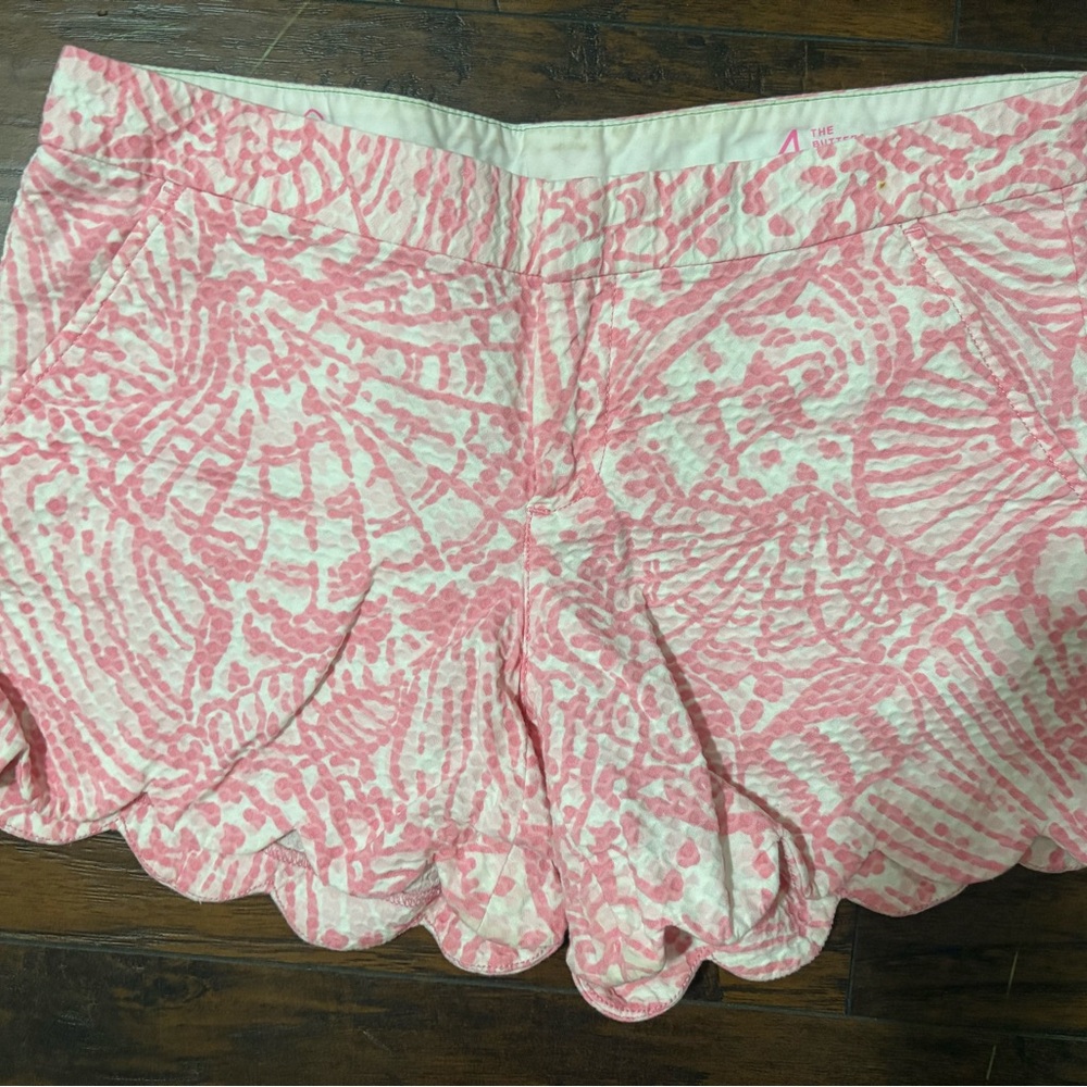 Pink and White Scalloped Shorts